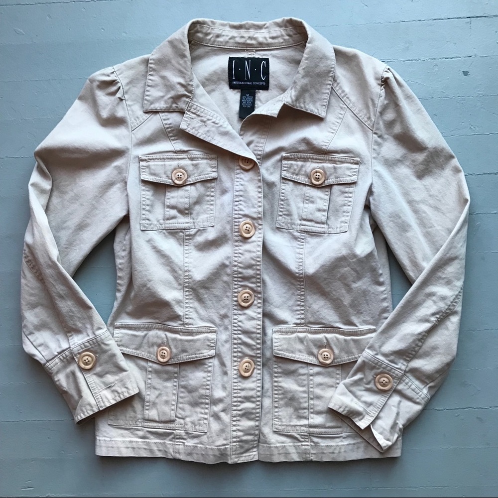 INC khaki utility jacket